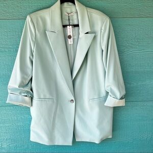 Alice + Olivia Denny Boyfriend Blazer with Roll Cuff Pistachio GREEN SIZE XL NWT